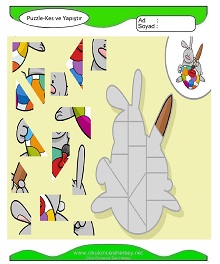 Puzzle Kes Yapıştır Çalışma Sayfaları
